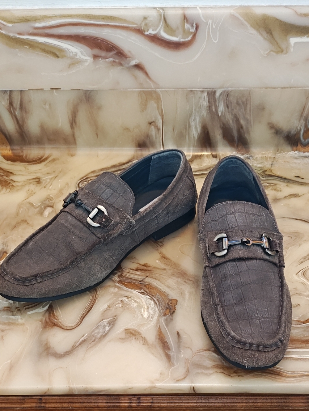 Steve Madden Men's Suede Bit Loafers - Gray
